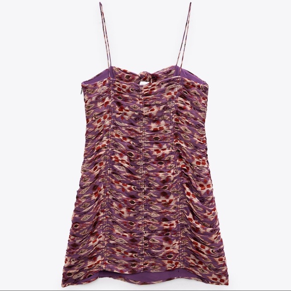 ZARA Printed Dress With Draping M NWT - Picture 7 of 12